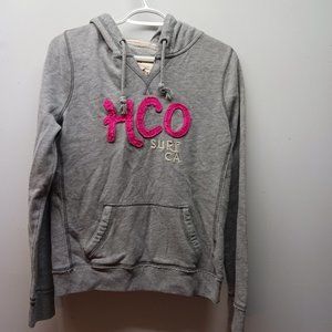 Hollister Surf  California Womens L  Gray Pink Hoodie Sweatshirt